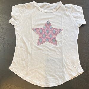 Kids' White Star Tee with Pink and Blue Accents